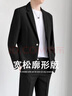 羅蒙春夏休閑西裝套裝男季寬松正裝感百搭韓版青少年潮流西服外套 灰藍(lán)色【西服+白T恤+西褲】 L 曬單實(shí)拍圖