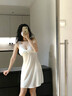 JIOESC吊帶睡裙法式白月光帶胸墊蕾絲女款冰絲性感甜美純欲風(fēng)家居服睡衣 白色吊帶睡裙【含胸墊 M （80-100斤） 曬單實(shí)拍圖