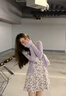 FSHE2025年新款法式初戀小個子雪紡碎花吊帶連衣裙開衫兩件套裝女夏季 短款碎花裙 S 曬單實拍圖