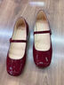 百麗（Belle）氣質(zhì)瑪麗珍鞋女商場(chǎng)同款牛皮方頭單鞋D7P1DAQ5 紅色 37 (235mm) 曬單實(shí)拍圖