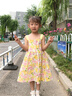 史努比（SNOOPY）童裝女童連衣裙兒童裙子碎花吊帶裙寶寶公主裙夏季 撞色花卉黃色 曬單實(shí)拍圖