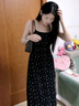 lagogo碎花修身彈力連衣裙女拉谷谷2025年春季新款高腰A字吊帶裙 花色 XL 曬單實拍圖