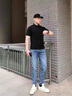 朦朧杏小個子八分小腳牛仔褲男款修身 廣州新塘淺色九分褲男直筒秋季褲 淺藍色 單件 28 建議80-90斤 曬單實拍圖