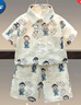 G.duck小黃鴨男童夏裝套裝2026新款兒童短袖襯衫男寶寶童裝夏天男孩衣服 639卡通熊（上衣+褲子） 100 碼（身高90-100cm） 曬單實拍圖
