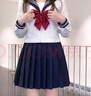 小野七天正統(tǒng)jk制服基礎款白三本學院風中間服水手服套裝百褶短裙套裝女 白三本長袖+黑短裙 L 曬單實拍圖