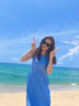小野七天藍(lán)色無(wú)袖法式背心連衣裙子女純欲夏季2025新款海邊度假氣質(zhì)長(zhǎng)裙 藍(lán)色 L 曬單實(shí)拍圖