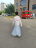 女童公主風(fēng)秋冬輕奢高級感套裝小學(xué)生合唱古箏鋼琴演出晚禮服裙子 1591藍色短袖長(cháng)款 150 曬單實(shí)拍圖