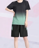 眺德高運動(dòng)套裝女跑步瑜伽套裝速夏秋大碼短褲短袖健身T恤短袖兩件套 綠色L【110-130斤】 曬單實(shí)拍圖