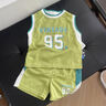 沐霓 男童背心球服套裝夏男寶寶圓領(lǐng)速干運動(dòng)短袖短褲兩件套2025新款 綠色 110cm 曬單實(shí)拍圖