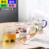 唯銘諾（WEIMINGNUO）錘紋玻璃杯家用泡茶杯耐熱加厚喝水杯帶把啤酒杯子套裝 四色350ML 曬單實拍圖
