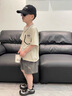 G.DUCKKIDS小黃鴨童裝男童短袖T恤套裝夏季2025新款純棉寶寶衣服夏裝兩件套 米色 100 (建議90-98cm 2-3周歲） 曬單實拍圖