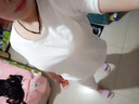 粟茝竹節(jié)棉t恤女2024夏季簡約短袖女T恤歐美竹節(jié)棉體恤打底衫寬松大圓 白色 2XL (120140斤) 曬單實拍圖