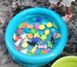 爸爸媽媽釣魚玩具釣魚池兒童帶磁性可裝水釣魚臺(tái)帶充氣床撈魚玩具50件套 曬單實(shí)拍圖