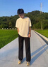 倉石一樹潮牌復(fù)古休閑垂感亞麻褲子男款夏季薄款時(shí)尚百搭寬松直筒褲棉麻褲 黑色 XL 曬單實(shí)拍圖