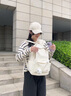 viney新款書(shū)包4-6年級初中高中大學(xué)生雙肩包女輕便背包戶(hù)外出游旅行包 米白色+可愛(ài)掛件 高顏值大容量簡(jiǎn)約百搭通勤電腦包 曬單實(shí)拍圖