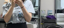 唐獅（TonLion）2025夏女浪漫斜肩花邊印花短袖T恤 曬單實(shí)拍圖