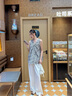 范思藍(lán)恩韓系扭結(jié)無(wú)袖襯衫女2025夏裝新款V領(lǐng)顯瘦棉粉色全上衣 黑白格 M 曬單實(shí)拍圖