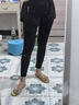 駱駝（CAMEL）假兩件彈力健身褲女跑步運動九分褲 J0W14L0137 基礎(chǔ)黑 M 曬單實拍圖