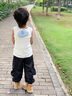艾茵美嬰兒純棉吸汗巾兒童幼兒園隔汗巾寶寶全棉男女童大小號墊背巾a類 3條裝 【天真小獸】 4層棉紗 L碼 曬單實拍圖