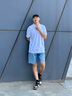 TOMMY JEANS【復古寬松】25夏季男裝美式潮流徽章破洞毛邊牛仔短褲20957 牛仔藍1AB 32 曬單實拍圖