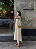 西兒海邊度假無(wú)袖吊帶背心連衣裙子女裝2025夏季新款法式氣質(zhì)穿搭長(zhǎng)裙 杏色 M 曬單實(shí)拍圖