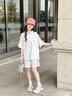 哈羅小黃鴨 HAL.DUCK女童polo衫短袖套裝夏季2025新款洋氣休閑兒童衣服女孩女大童夏裝粉色120 cm 曬單實(shí)拍圖