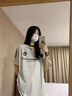 OEMG 美式街頭三條杠短袖t恤男女夏季新款寬松圓領(lǐng)重磅運(yùn)動(dòng)青年體恤衫 白花灰 XL [建議120-135斤] 曬單實(shí)拍圖