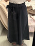 edition裙褲女夏季新款配腰帶九分松弛感純棉寬松休閑闊腿褲 深寶藍(lán)色 XS 曬單實拍圖