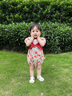 班喜迪嬰兒衣服夏季嬰幼兒連體衣寶寶包屁衣公主周歲禮服夏裝薄款外出服 紅色 90cm 曬單實拍圖