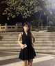 爾山集黑色性感假兩件蕾絲連衣裙女2025夏季純欲掛脖裙子小個(gè)子高腰顯瘦 黑色性感掛脖連衣裙 M （95-105斤 送短褲） 曬單實(shí)拍圖