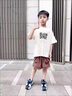 G.DUCK HELLO男童夏裝套裝2025新款夏天酷帥中大童十歲男孩痞帥兒童裝夏季短袖 杏色 120 cm 曬單實拍圖