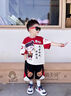G.DUCKKIDS哪吒衣服男童夏裝短袖套裝2025年新款洋氣男寶寶夏季痞帥兒童薄款 紅色 120 cm 曬單實拍圖