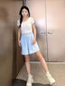 帛芮短褲女夏季寬松闊腿休閑冰絲薄款顯瘦肌理感慵懶運動(dòng)五分短褲 曬單實(shí)拍圖
