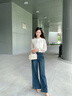 香影闊腿牛仔褲女2025秋季新款丹寧風(fēng)復(fù)古寬松梨形身材高腰直筒褲 牛仔藍(lán) S 曬單實(shí)拍圖