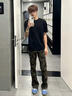 卡圖弛美式高街設(shè)計感迷彩褲子男夏季潮流復(fù)古直筒hiphop微喇工裝牛仔褲 迷彩 XL 曬單實拍圖