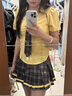 歐若婷雅新品連衣裙學(xué)院風(fēng)jk制服套裝女短袖襯衫半身裙子夏季2025新款衣服 黃色襯衫+格子半身裙 L 曬單實(shí)拍圖