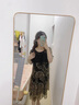 妤遇（YUUZYUUS）品牌女裝連衣裙女2025夏季新款寬松氣質(zhì)蕾絲拼接印花時尚雪紡裙 暗夜黑 M 曬單實(shí)拍圖