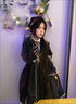 薇戀夢(mèng)嵐魔法少女lolita小女巫煉金黑暗系洛麗塔連衣裙 套裝op洋裝 黑色op(不含帽子) S 7090斤 曬單實(shí)拍圖