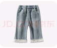 凡獵女童牛仔褲夏裝2025新款洋氣寶寶外穿休閑褲子兒童七分喇叭褲夏季 藍色 90 cm 曬單實拍圖