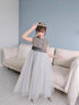 乖奇奇（ALERTCHYCHY）兒童禮服公主裙花童婚紗小女孩生日主持人高端女童鋼琴演出服大童 灰色長(zhǎng)款無(wú)袖01-C2 130cm(130cm) 曬單實(shí)拍圖