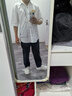 唐號冰絲短袖襯衫男士夏季胖子大碼痞帥衣服潮牌潮流寬松休閑襯衫外套 白色 XL 曬單實拍圖