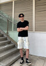 頂峰保羅（Dingfengbaoluo）美式時(shí)尚直筒潮流寬松工裝大口袋短褲夏休閑五分褲F2682米白2XL 曬單實(shí)拍圖