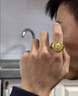 可穎金包銀999定制戒指男士黃財(cái)神福字發(fā)字光面素圈定做送爸爸禮物 黃財(cái)神戒指指 重約13克左右 曬單實(shí)拍圖