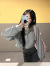 班尼路外套女開衫衛(wèi)衣女裝春秋冬新款休閑顯瘦短款上衣服連帽小個子女生 灰#純色 【高支柔綿】 M 曬單實拍圖