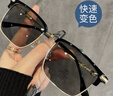 躍光自動感光變色近視眼鏡男防藍光半框隨光變色眼鏡片女配眼鏡有度數(shù) 黑金框 配平光防藍光變色(無度數(shù)) 曬單實拍圖