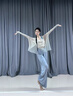 古典舞蹈服罩衫身韻漸變蝴蝶紗衣中國舞古風飄逸仙氣演出服練功服 藍蝶上衣+褲子+吊帶【三件套】 S 曬單實拍圖