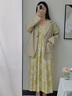 意芬女士吊帶睡裙夏季薄款涼感莫代爾棉帶胸墊睡衣孕婦裙子性感連衣裙 綠底大花 L 曬單實拍圖