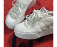 adidas NIZZA PLATFORM厚底增高運(yùn)動(dòng)帆布鞋男女阿迪達(dá)斯三葉草   白   38 曬單實(shí)拍圖