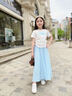 優(yōu)優(yōu)1點(diǎn)（Yoyo one）女童半身裙夏季2025新款女大童a字裙冰絲氣質(zhì)長裙兒童夏裝裙子薄 4520藍(lán)色 130 130cm 曬單實(shí)拍圖