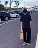 夏季薄款褲子男休閑褲男速干褲寬松直筒褲經(jīng)典百搭時尚闊腿長褲男 0755-645束腳黑色 （清倉撿漏款） L （建議100-115斤以內(nèi)） 曬單實拍圖